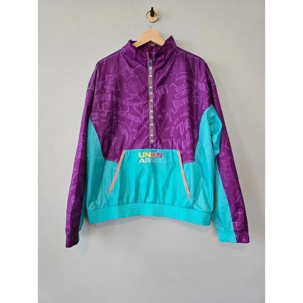 Under Armour BHM Black History Month Be Seen Track Jacket Men's L Purple Teal
